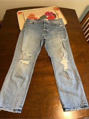 MOTHER Distressed Light Blue Jeans - Classic Fit